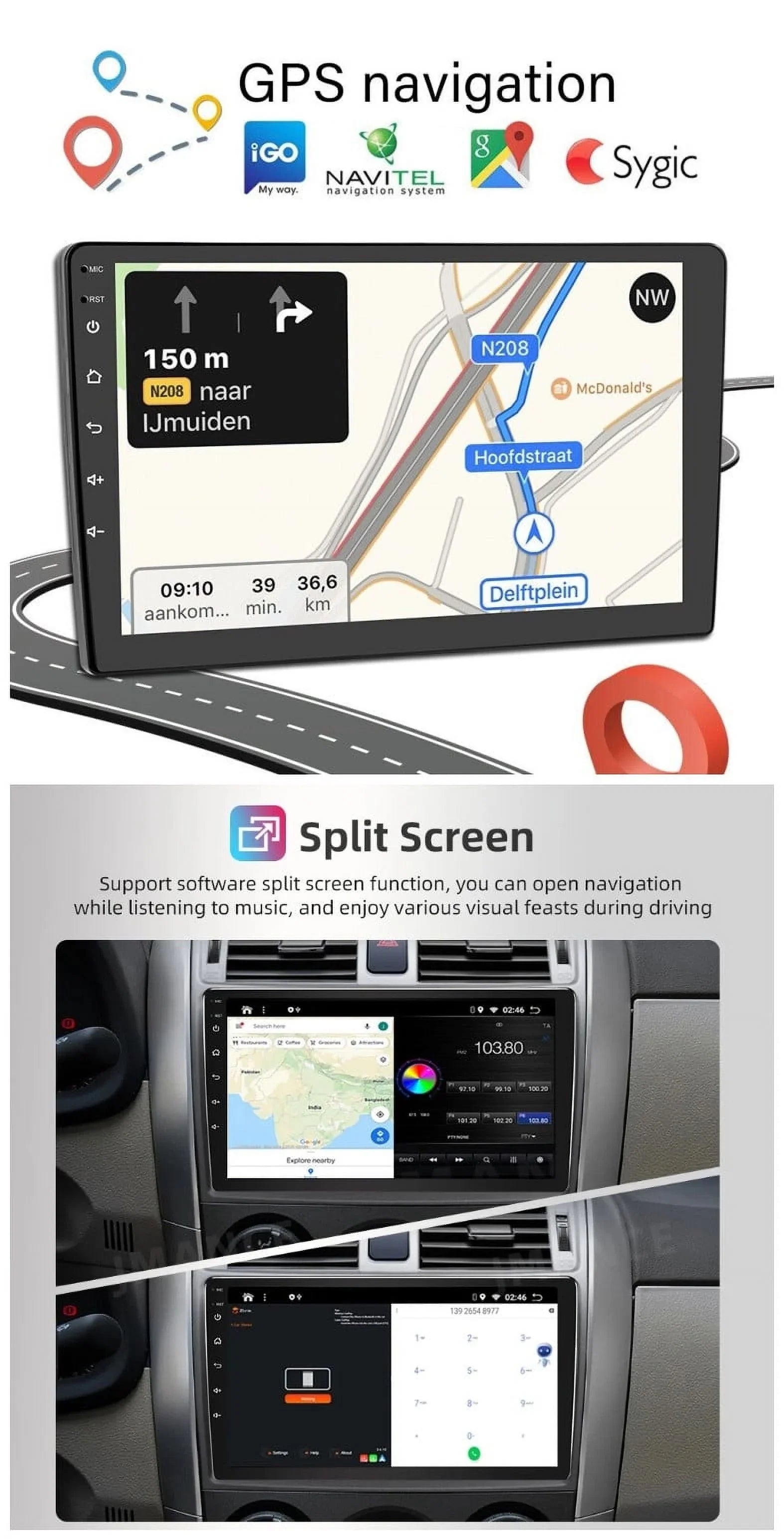 Carplay 2+32GB Android 12 Bluetooth Wifi Car Stereo Radio Head Unit GPS Navigation For 2003-2007 Honda Accord