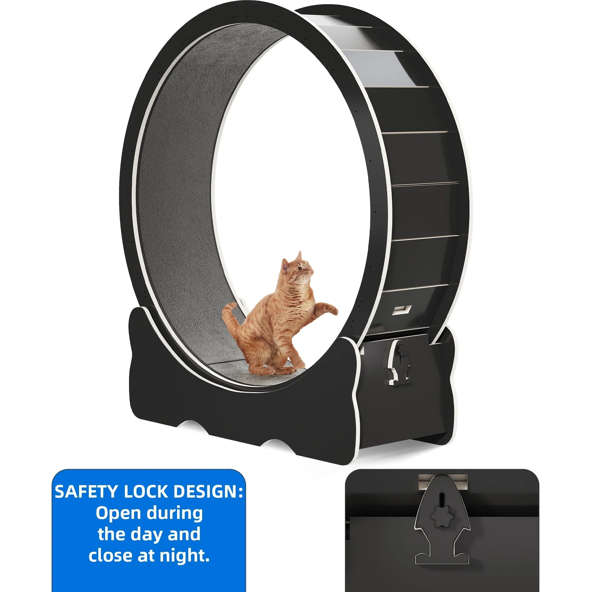 Dextrus Cat Wheel Exerciser for Indoor Cats, 43.3 inch Large Cat Exercise Running Wheel Treadmill with Ultra Low Noise and Detachable Carpet for Cat's Fitness and Health