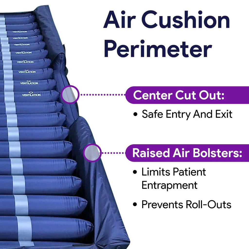 Proheal Low Air Loss Alternating Pressure Air Mattress with Digital Silent Air Pump & Side Perimeter - 36” x 80” x 8/11"