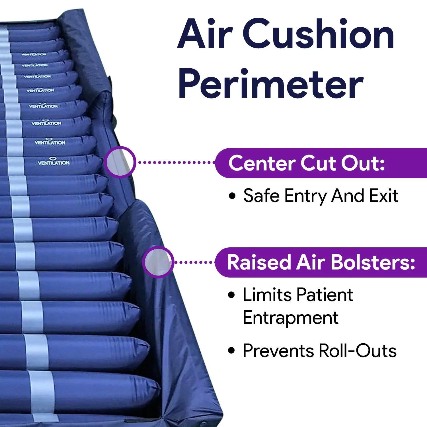 Proheal Low Air Loss Alternating Pressure Air Mattress with Digital Silent Air Pump & Side Perimeter - 36” x 80” x 8/11"