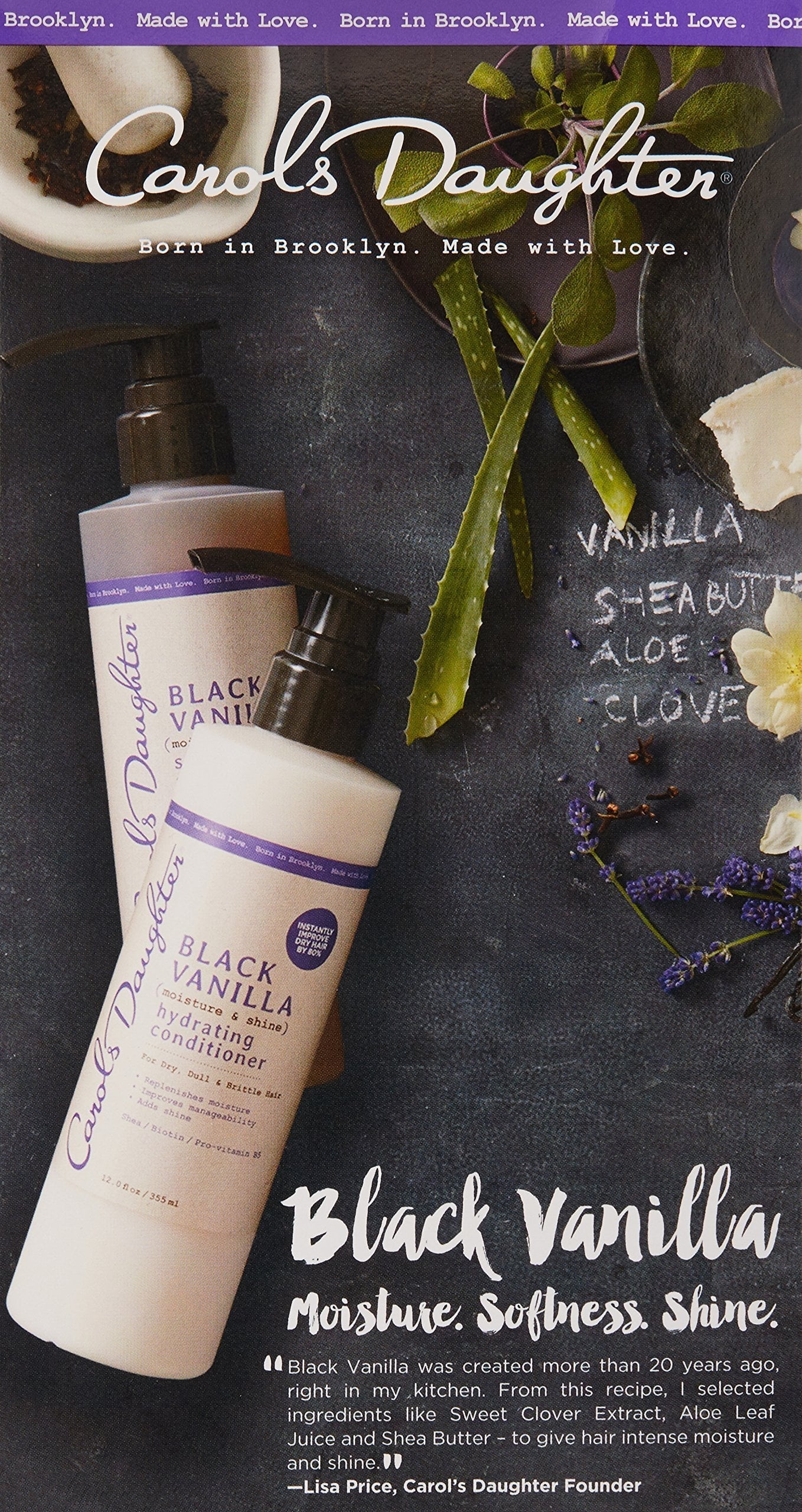 Carol?s Daughter Black Vanilla Moisture & Shine Shampoo and Conditioner Set For Dry Hair and Dull Hair, Sulfate Free Shampoo and Hydrating Hair Conditioner (Packaging May Vary)