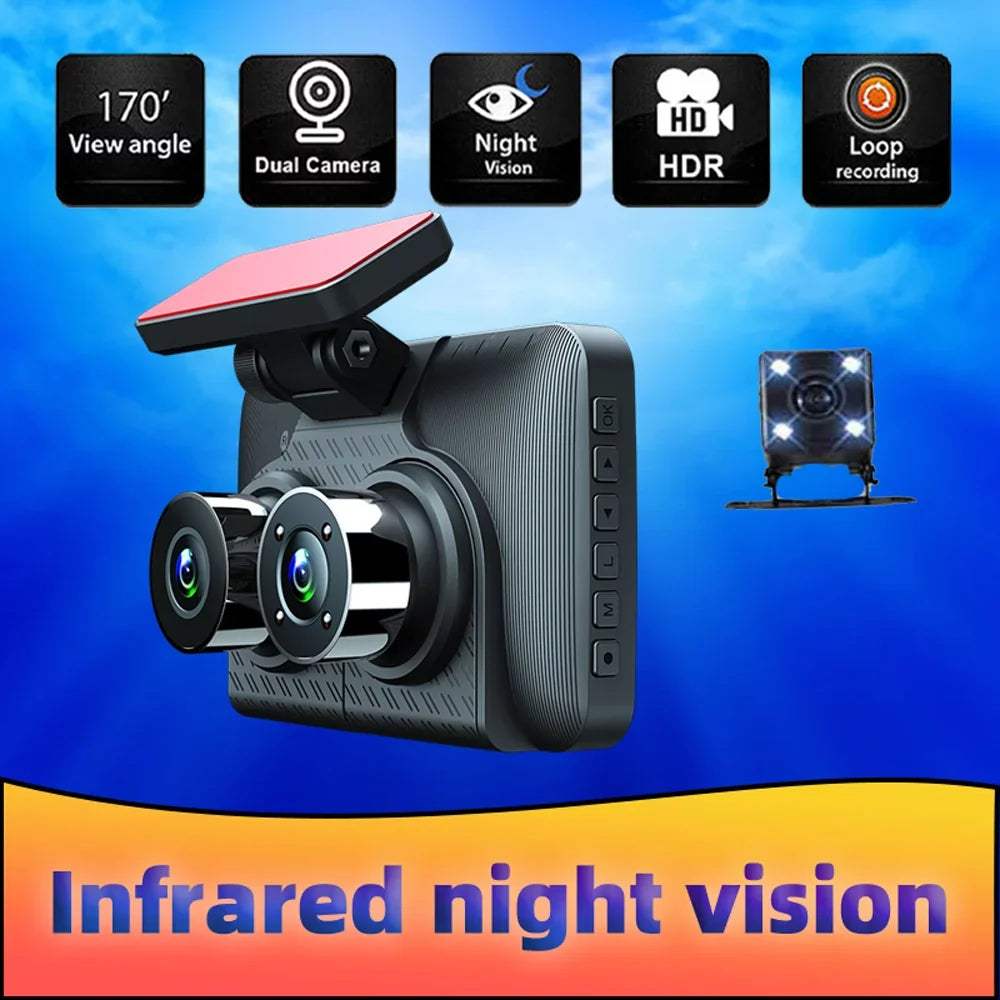 Carevas 3 Cameras Dash Cam 4in Clear Car Rearview Mirror Car Video Recording Camcorder Wide Angle Car Camera Recorder Auto Safety Driving Recorder