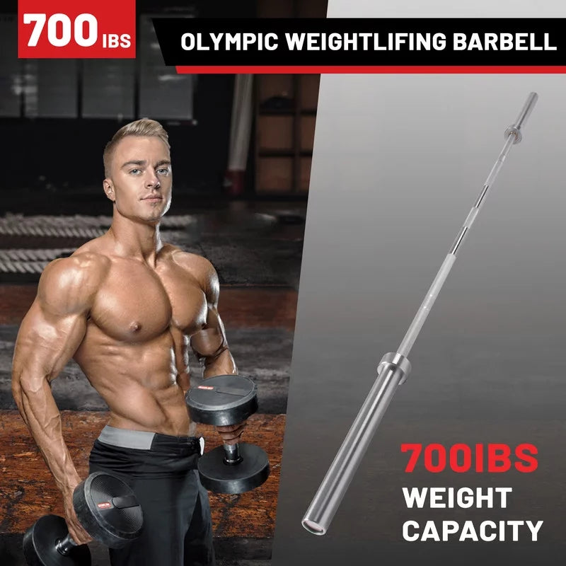 Olympic Bar Solid Chrome Barbell Weights Lifting Power Lifting Silvery Hard Chrome Barbells,700 POUND