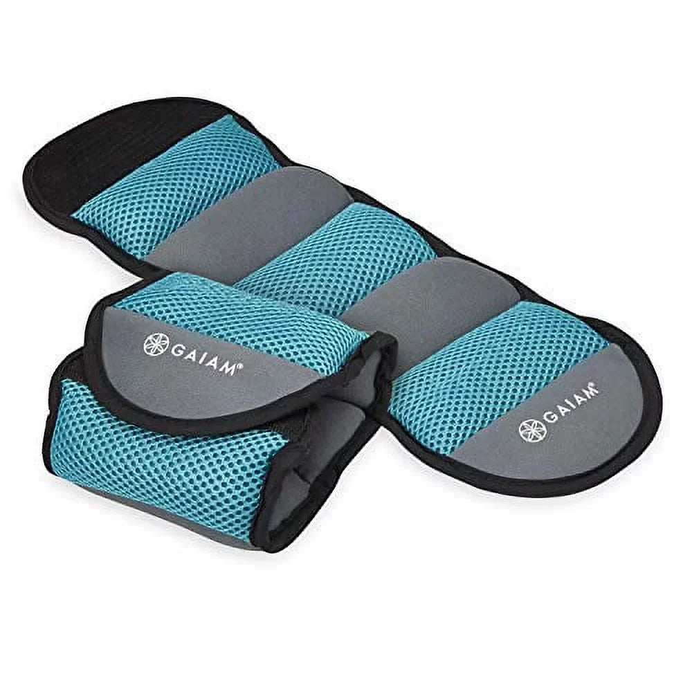 Gaiam Ankle Weights Strength Training Weight Sets for Women & Men with Adjustable Straps - Walking, Running, PiLatitudees, Yoga, Dance, Aerobics, Cardio Exercises (10-Pound Set - Two (2) 5lb Weights)
