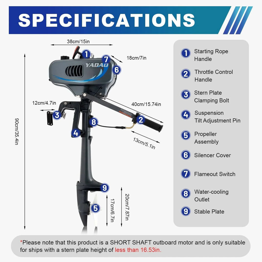 Heavy Duty 3.5 2 Stroke Outboard Engine Motor Boat Engine Water Cooling System