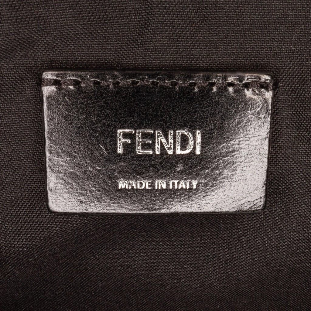Pre-Owned Authenticated Fendi FF Neoprene Vitello Grace Perforated Pocket Belt Bag Knit Fabric Black Unisex (Good)