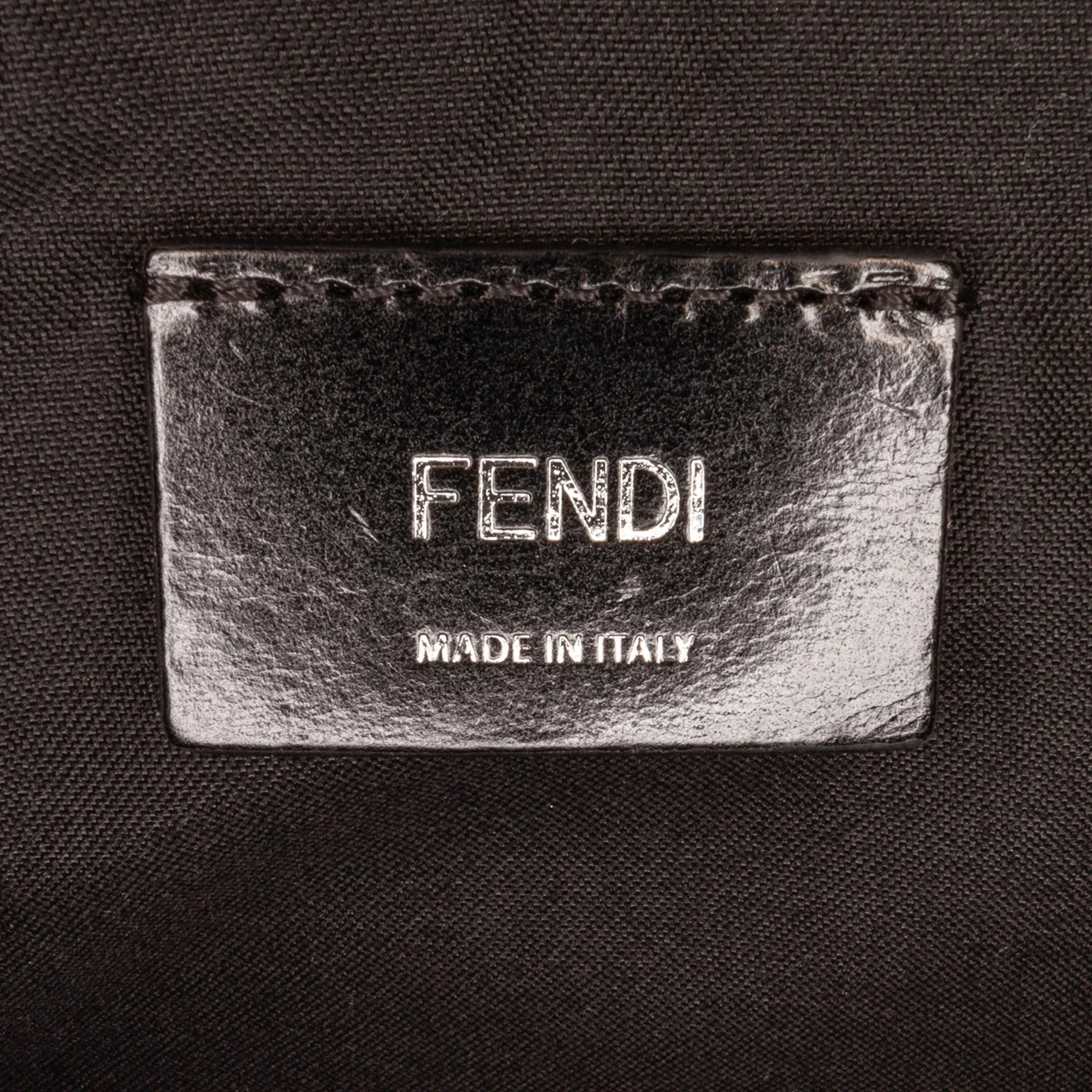 Pre-Owned Authenticated Fendi FF Neoprene Vitello Grace Perforated Pocket Belt Bag Knit Fabric Black Unisex (Good)