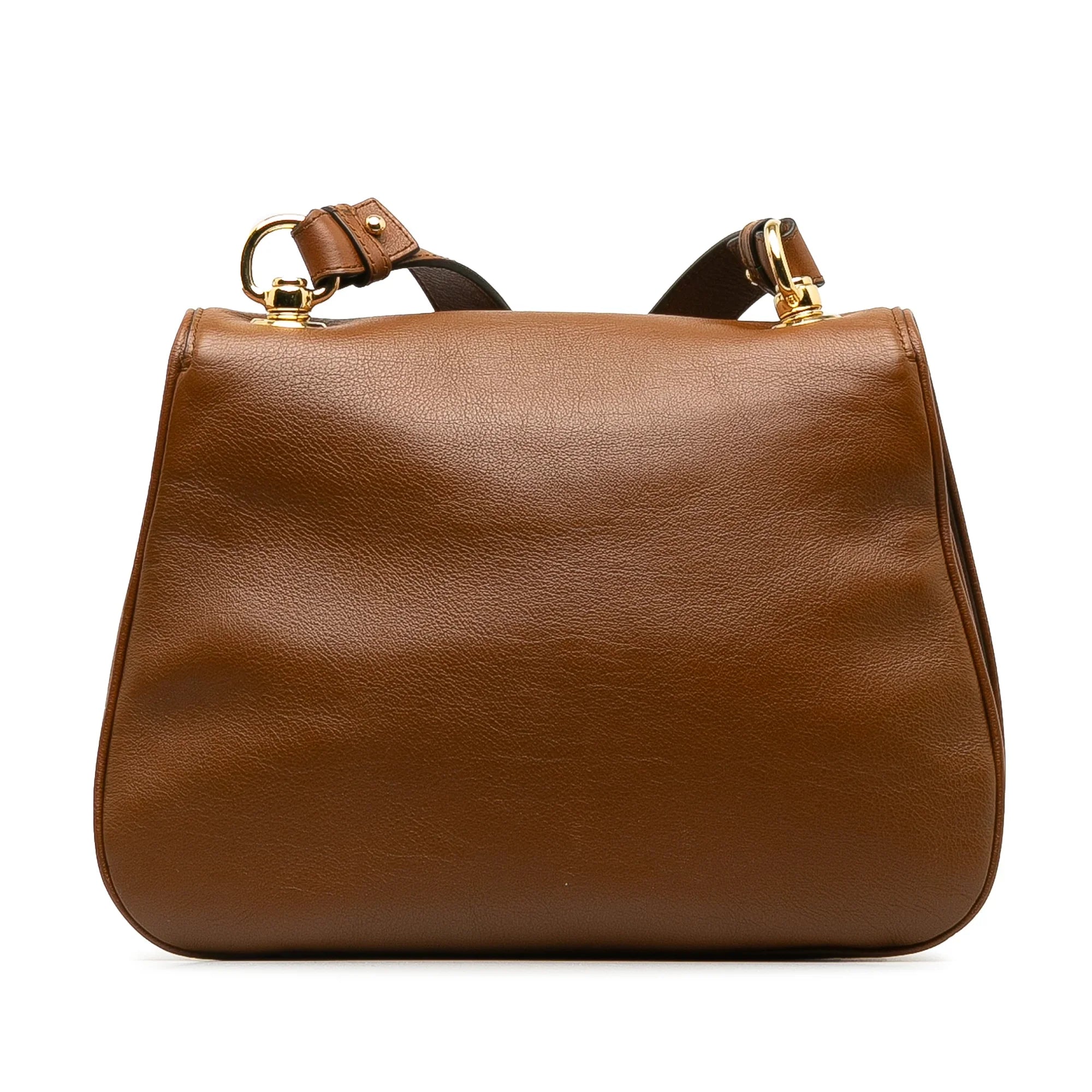 Pre-Owned Authenticated Gucci Medium Blondie Bag Calf Leather Brown Crossbody Bag Unisex (Good)