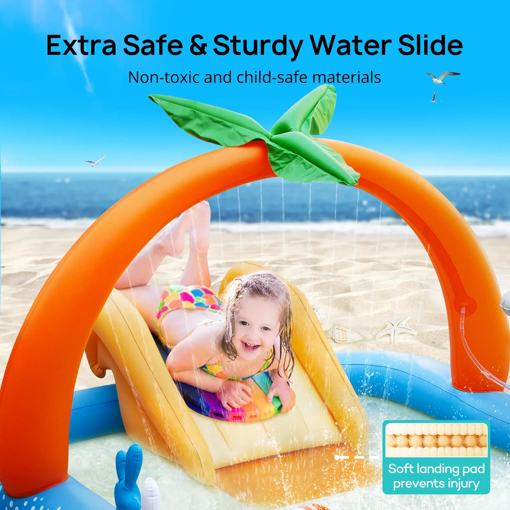 Sable InfLatitudeable Pool, 95 x 75 x 40in Rectangular Swimming Pool for Toddlers, Kids, Family, Above Ground, Backyard, Outdoor
