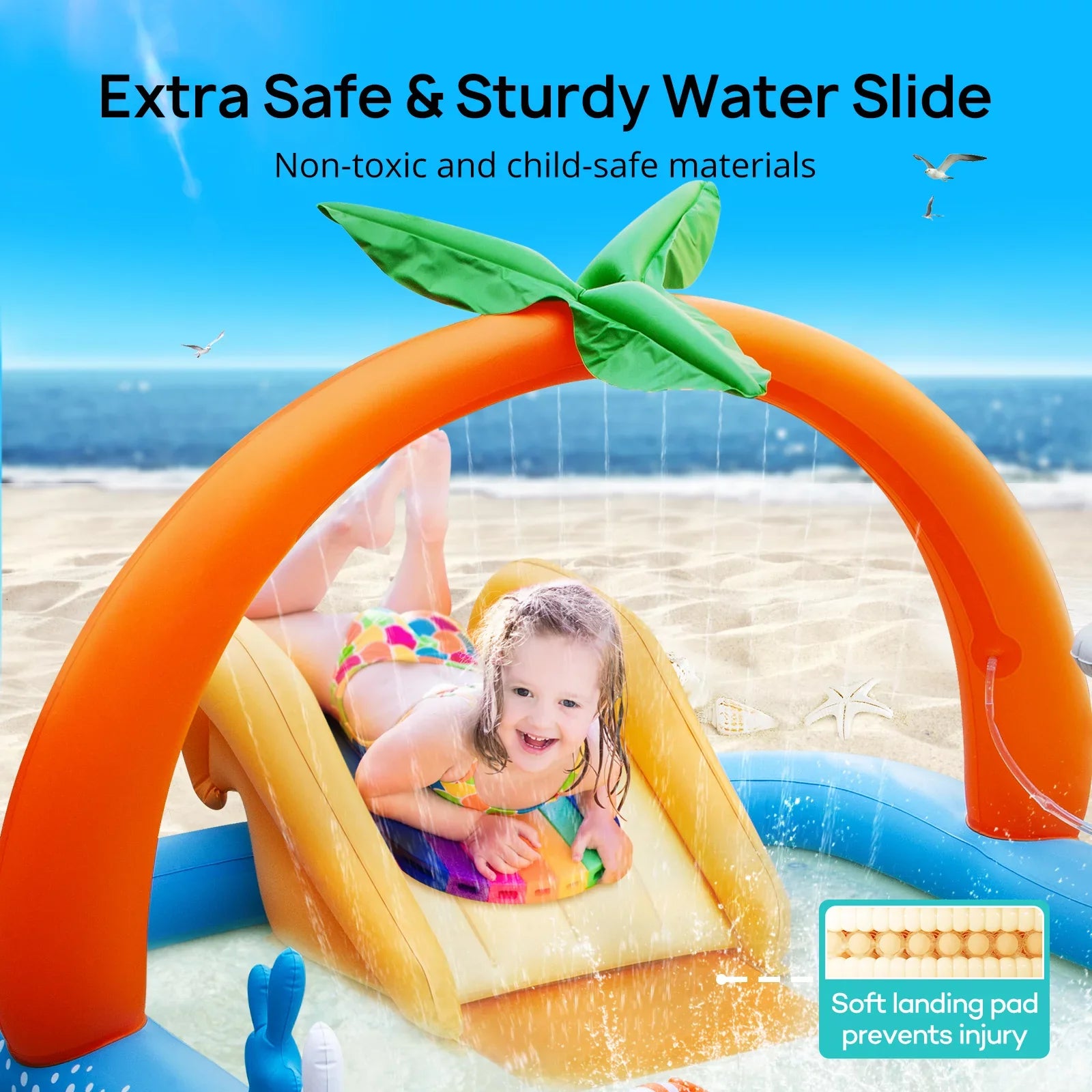 Sable InfLatitudeable Pool, 95 x 75 x 40in Rectangular Swimming Pool for Toddlers, Kids, Family, Above Ground, Backyard, Outdoor