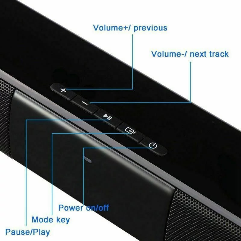 Sound Bar Bluetooth Speaker Surround Sound System Wired & Wireless 22 inch TV Sound Bar