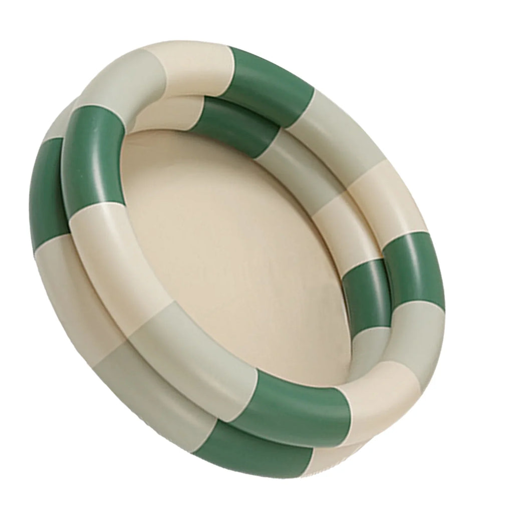 Buumin InfLatitudeable Pool Baby Retro Blow Up Swimming Pool Family Cute Style Thickened Water Pool Green Stripe