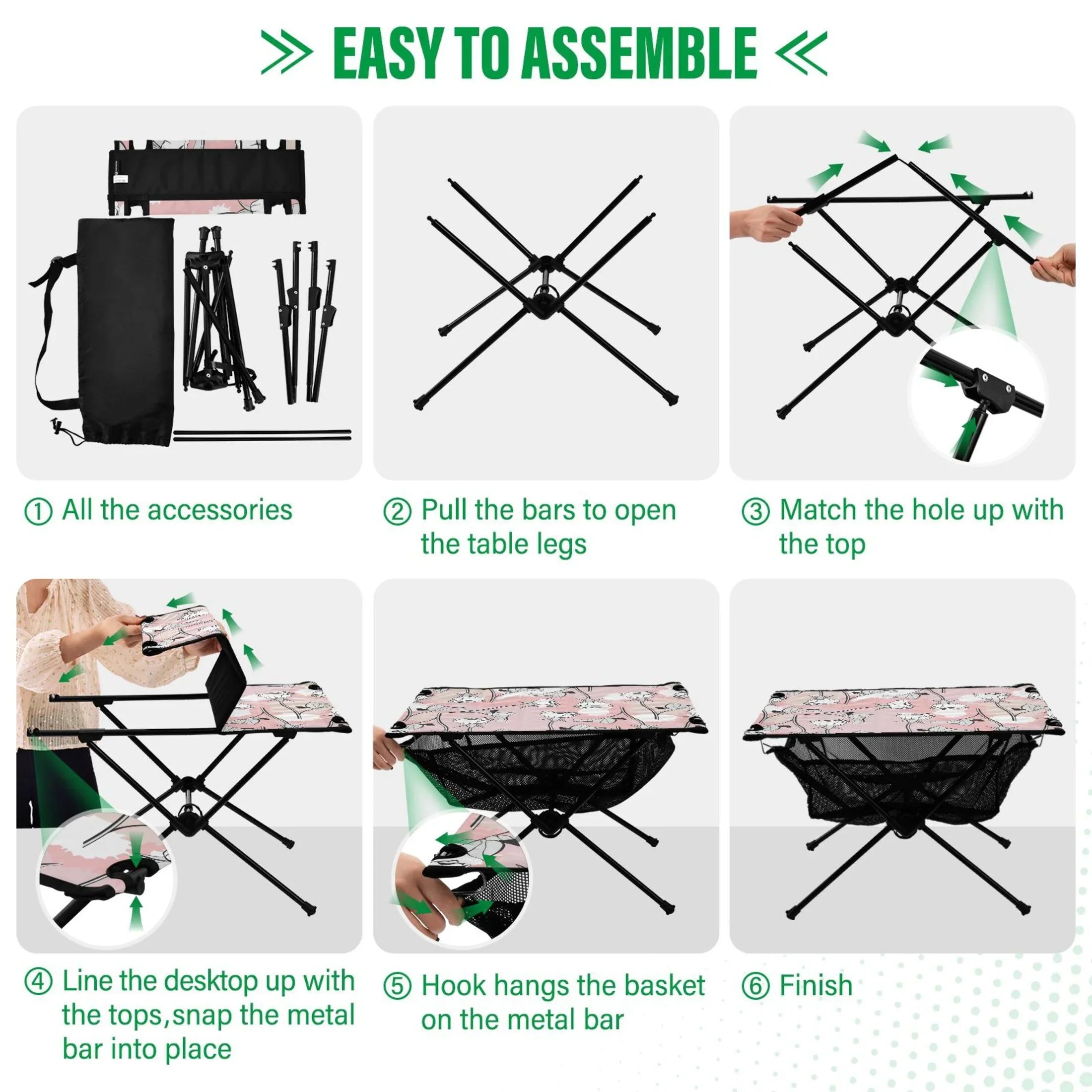 Abstract Roses Flowers Camping Folding Table Portable Beach Table with Storage Bag Compact Picnic Table for Outdoor Travel Fishing BBQ