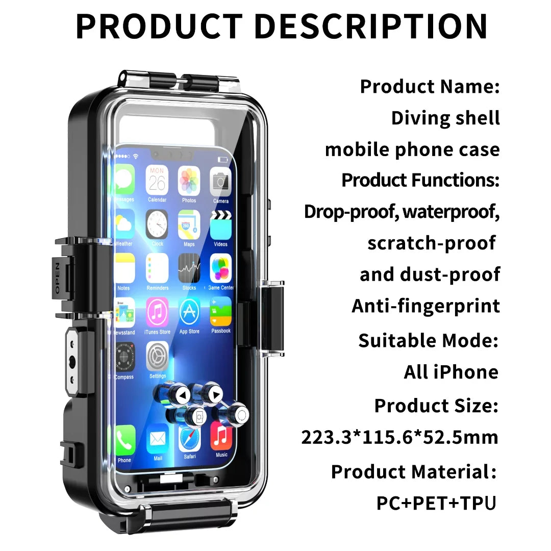 GREHOME Waterproof Underwater Diving Universal Case Cover For iPhone 13 12 Pro Max [98ft / 30m] full body protection