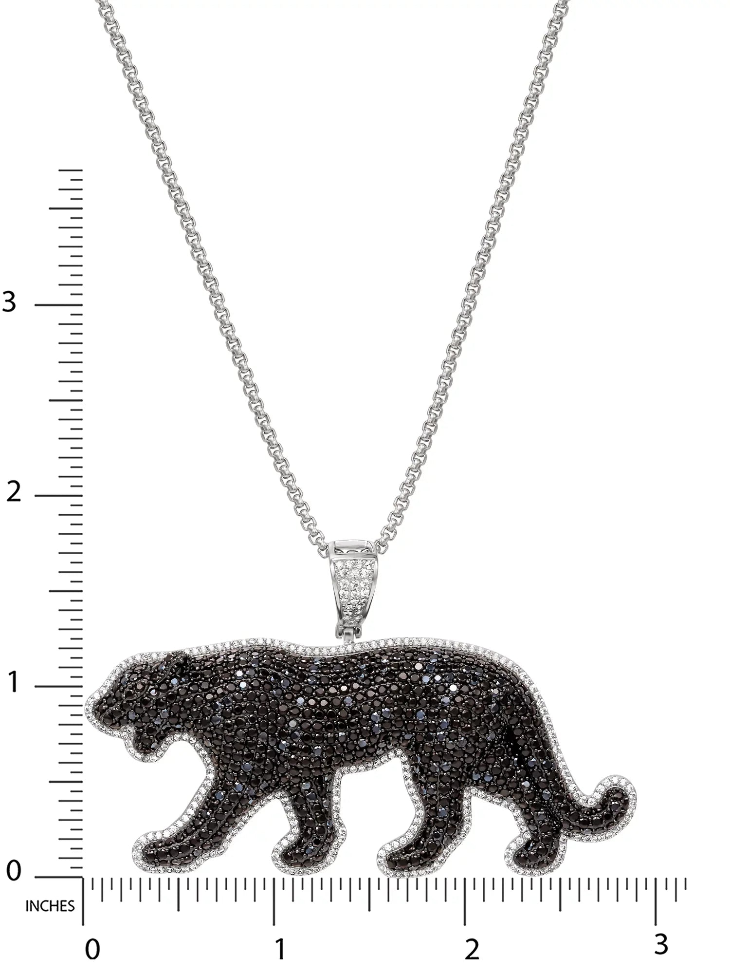 Shaquille O'Neal Men's SimuLatitudeed Diamond Sterling Silver Panther Pendant, 24" Chain