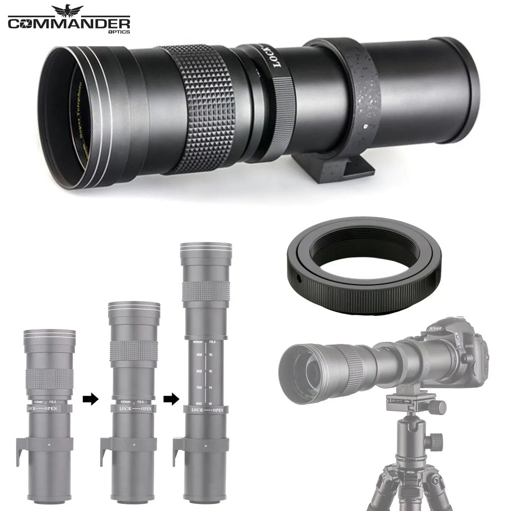 EOS R5 Full Frame Mirrorless Camera with RF 24-105mm STM & 75-300mm III + 420-800mm HD Lenses, Accessories: 2X 64GB Memory Cards, LED Video Light, Microphone, Extra Battery, Case & More