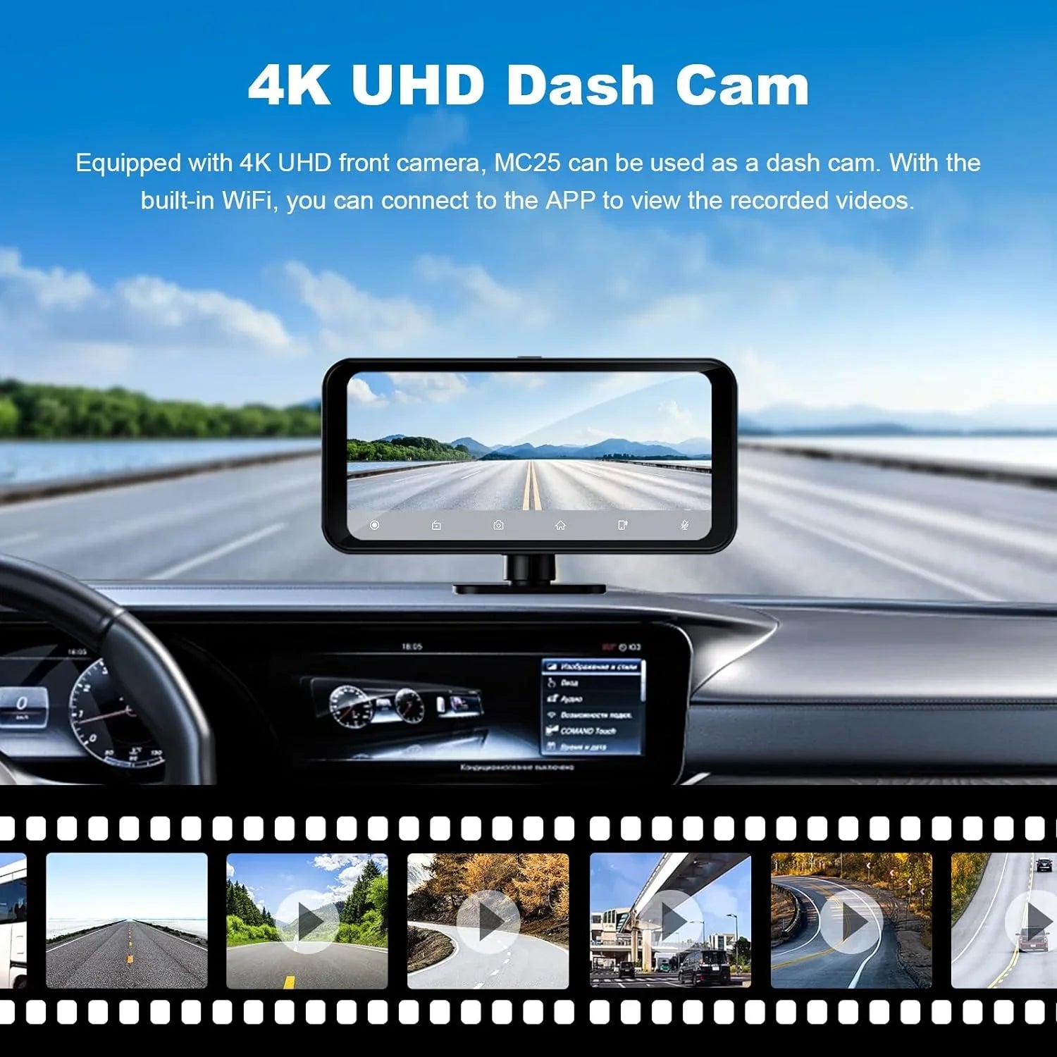 VVCAR MC25 Wireless CarPlay with 4K Dash Cam Front 6.25" Touch Screen Android Auto, Car Stereo with AirPlay GPS Navigation FM/BT/AUX