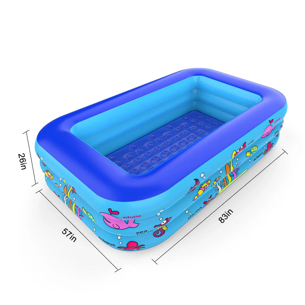 InfLatitudeable Pool 83 * 57 * 26 inch, 3-Story Large Children's Family Lounge Swimming Pool
