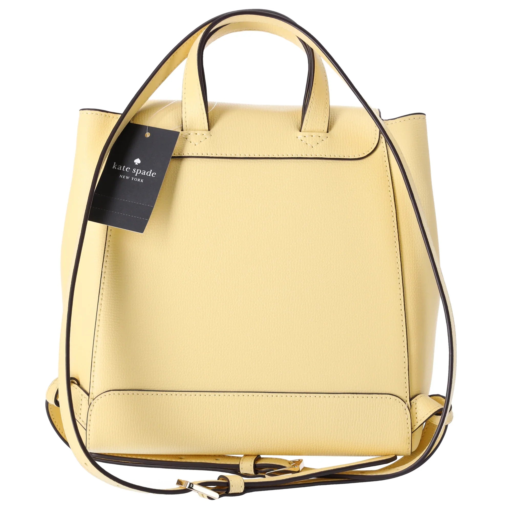 Kate Spade Kristi Refined Grain Leather Medium Flap Backpack Butter Yellow