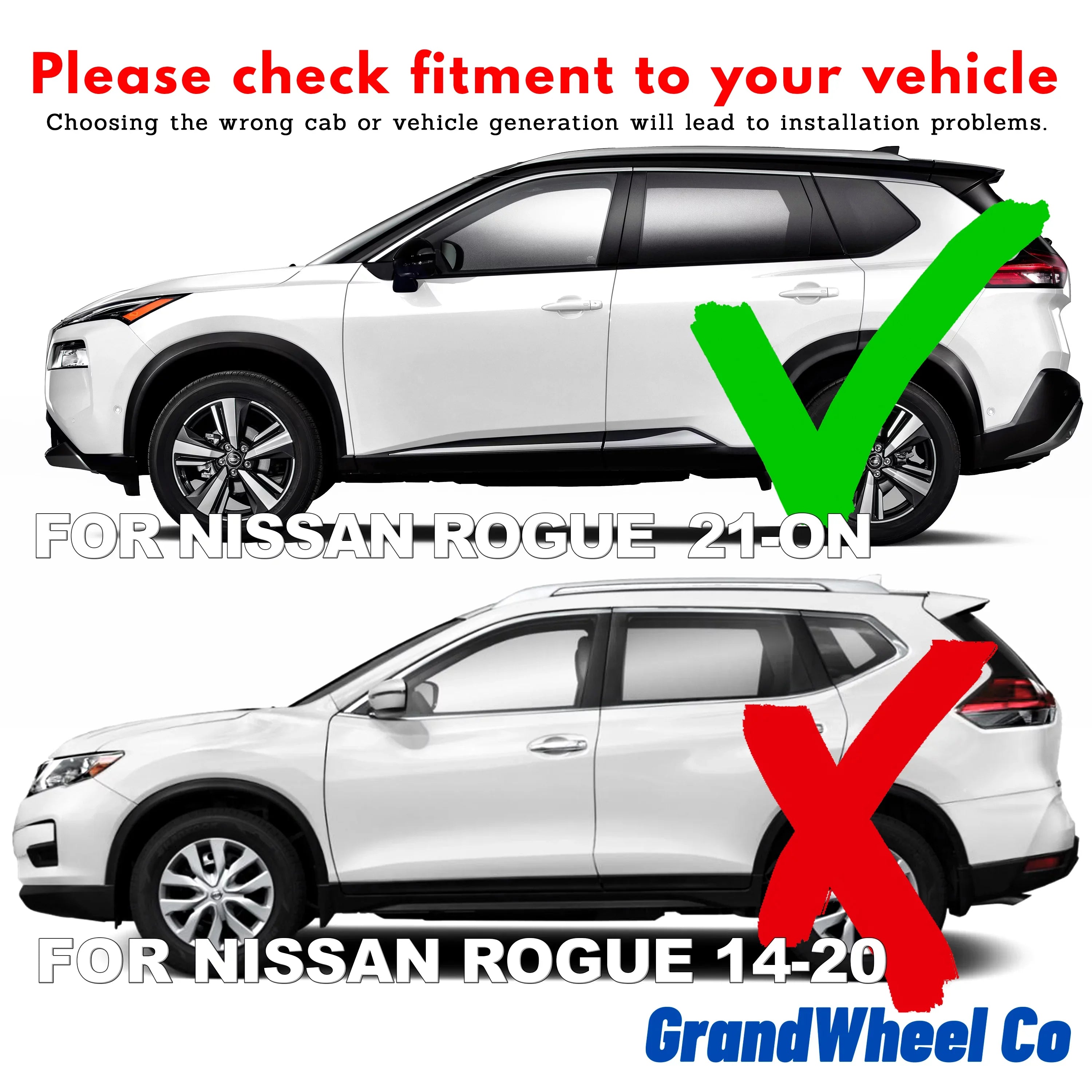 GrandWheel Co Smoke Tinted Tape-On Side Window Vent Visor Deflectors Rain Guards Compatible with Nissan Rogue 2021-2024 - 6pcs. GW0299
