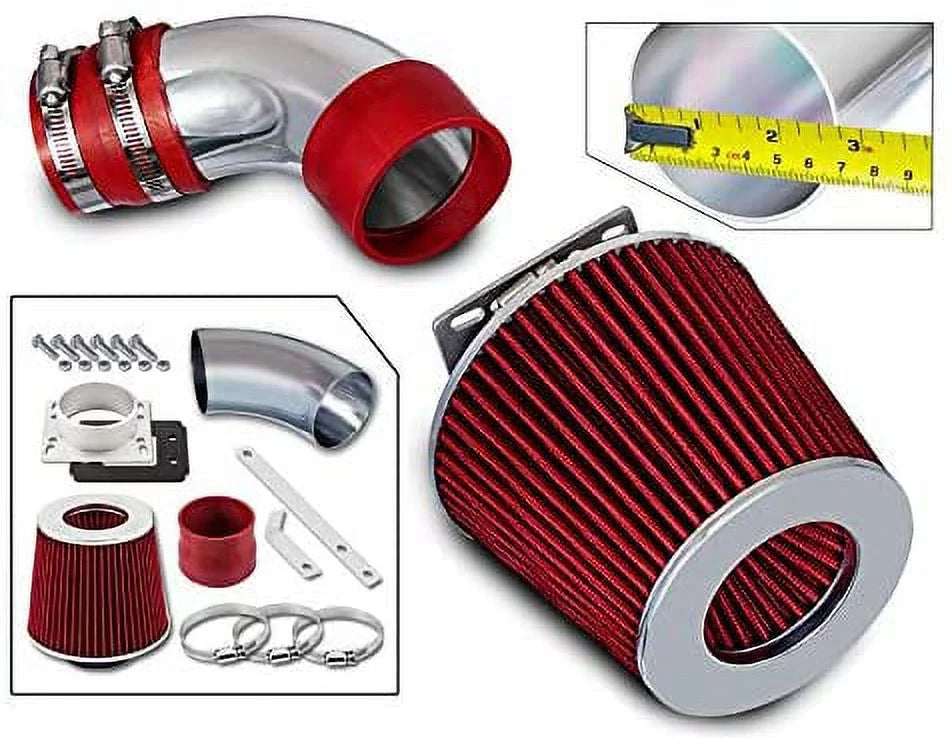 Rtunes Racing Short Ram Air Intake Kit + Filter Combo RED Compatible For 86-89 Toyota Celica 2.0L Non-Turbo
