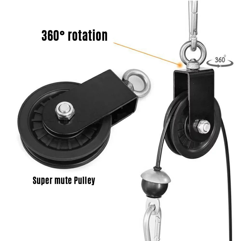 Pulley Cable Machine Attachment System with Upgraded Loading Pin Super-Silent Detachable 360 Degree Rotation Pulley Fitness Arm Biceps Triceps Strength Training Home Gym Workout Equipment