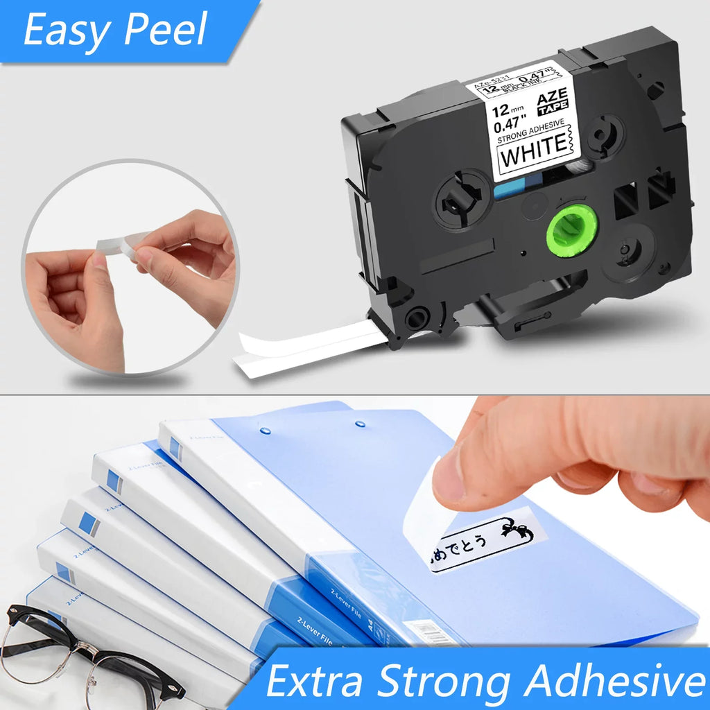 GREENCYCLE 40PK Compatible for Brother P-interactive Black on White 12mm TZ TZe TZe-S231 TZ-S231 TZe-231 TZ-231 Extra Strength Laminated Label Tape
