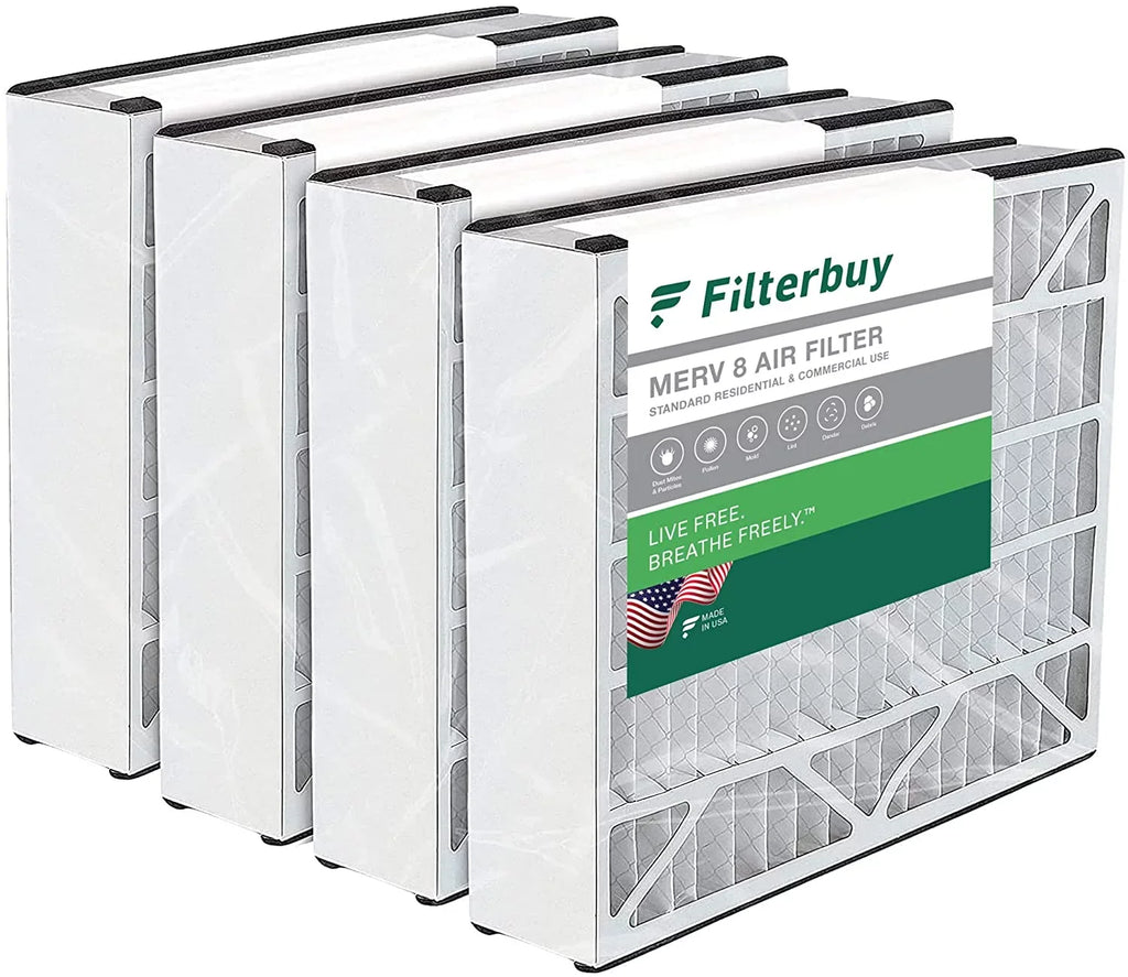 Filterbuy 16x25x5 MERV 8 Pleated HVAC AC Furnace Air Filters for Trion Air Bear 255649-105 (4-Pack)