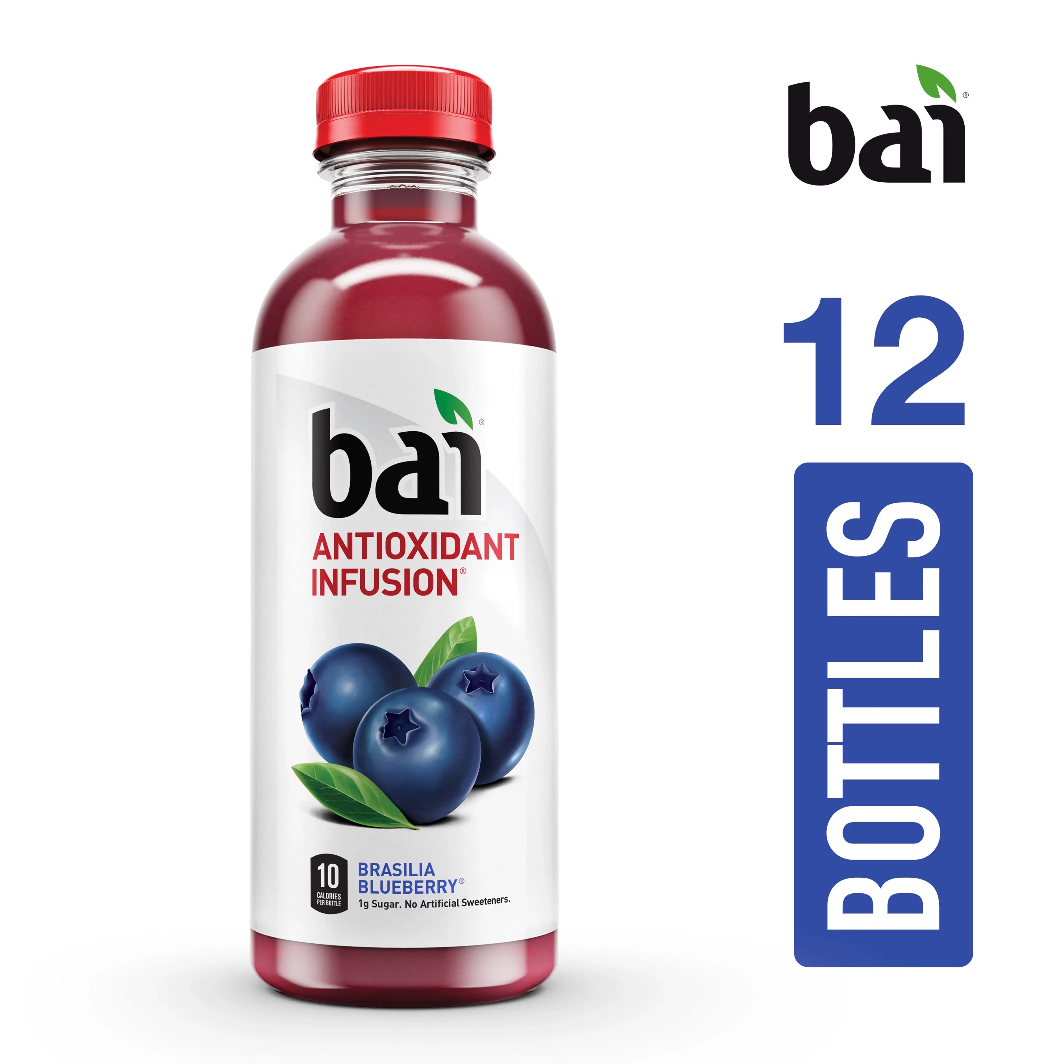 Bai Gluten-Free, Brasilia Blueberry, Antioxidant Infpre-owned Drink, 18 Fl Oz, 12 Pack Bottles