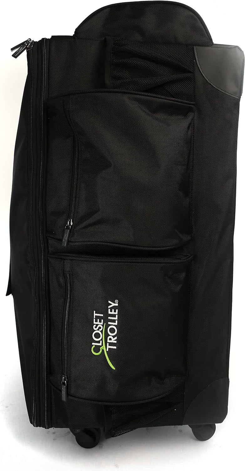 YFbiubiulife Collapsible Rolling Dance Bag w/No-Lean Garment Rack - BLACK