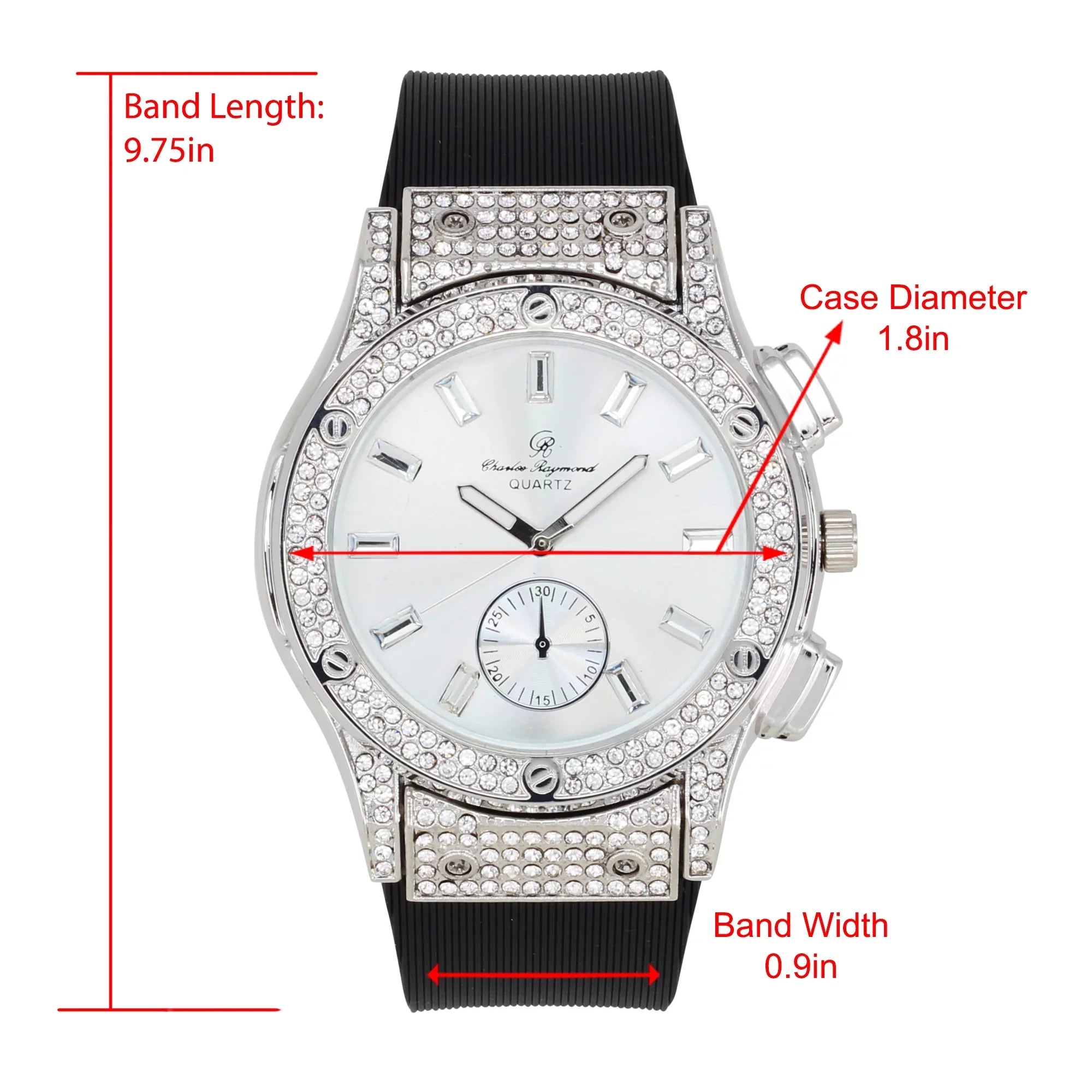 Bling-ed Out It's Lit! Hip Hop Watch & Jewerly Set w/Cuban Chain Bracelet, Kite Bling Earrings & Ring - GJM13 (8, ST10311 SB SLV) ASIN: B0CHF5CL34