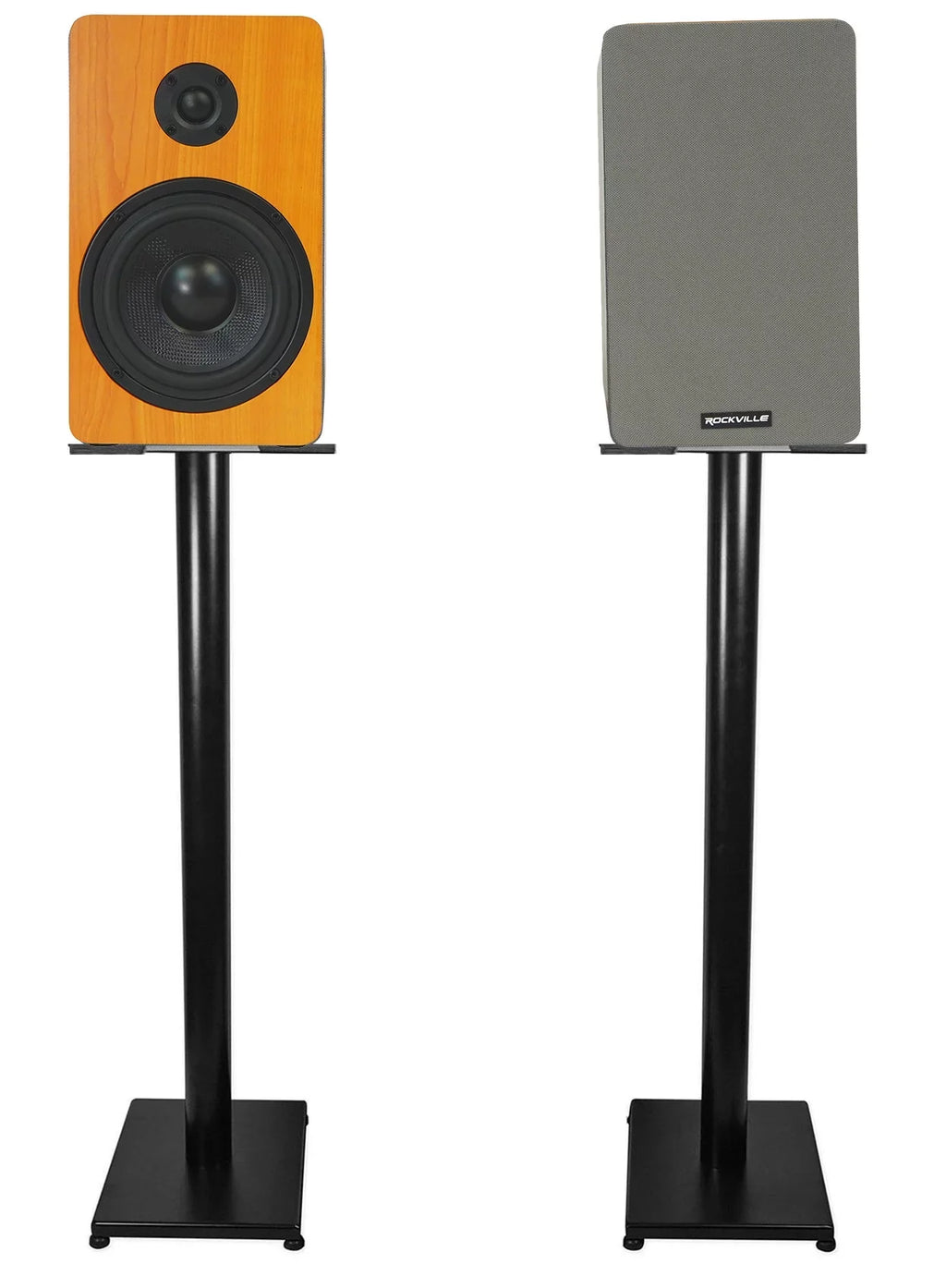 Pair Rockville RockShelf 58C Classic 5.25" Home Bookshelf Speakers w/37" Stands