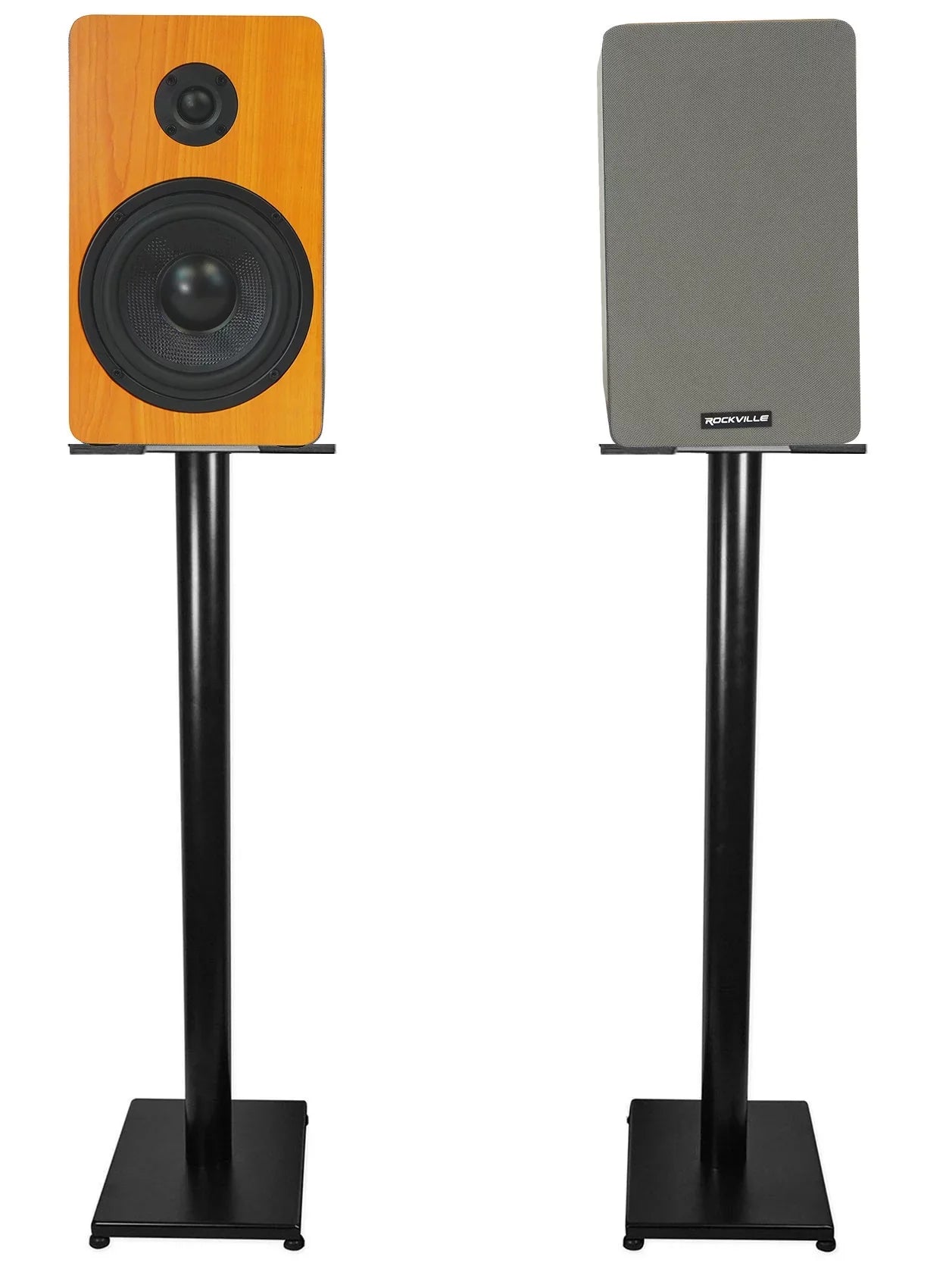 Pair Rockville RockShelf 58C Classic 5.25" Home Bookshelf Speakers w/37" Stands