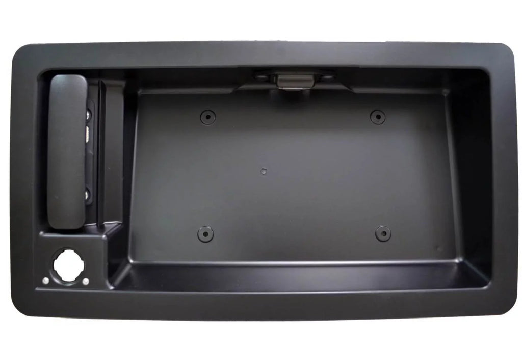 PT Auto Warehouse FO-3903A-TG - Tailgate License PLatitudee Bracket Holder Outside Cargo Door Handle, Textured Black - without Camera Hole Fits select: 2008-2018 FORD ECONOLINE