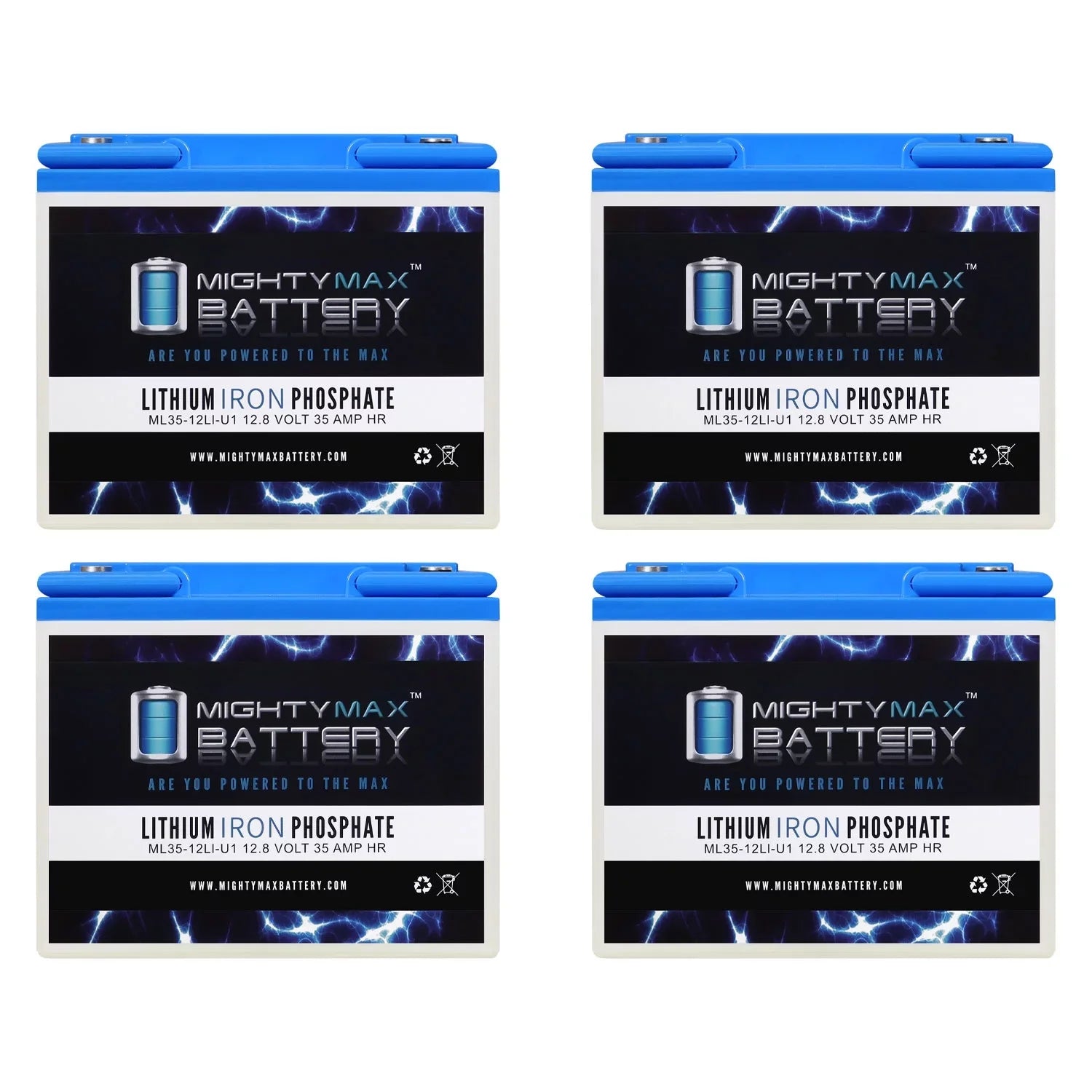 12V 35AH U1 Lithium Replacement Battery compatible with Titan PWR Motorized Wheelchair - 4 Pack