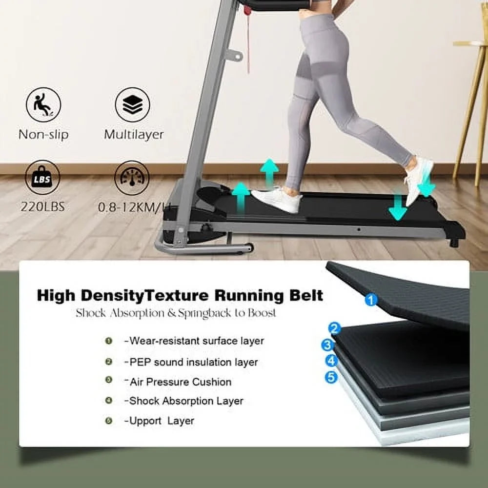 Folding Treadmill for Small Apartment, Electric Motorized Running Machine for Gym Home, Fitness Work