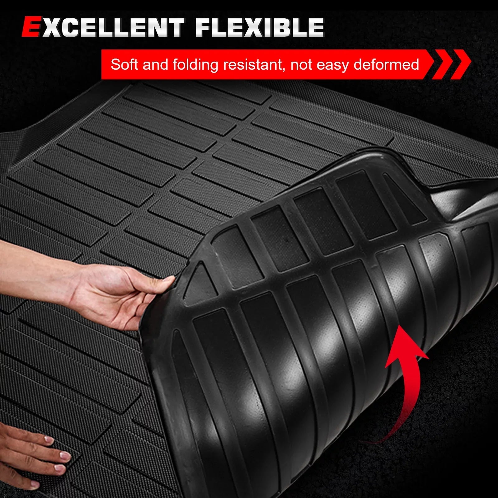 Ikon Motorsports Truck Bed Mat Compatible With 2019-2024 Ford Ranger Super Crew Cab 5Ft Short Bed, Black Rear Storage Floor Liner TPE Cargo Guard All Weather 3D Heavy Duty Trunk Flooring Protector