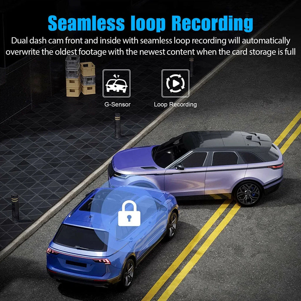 HD 1080P Car Dual Dash Cam,  Front/Rear/Inside Dual Lens Dash Camera,  Video Recorder Camera with G-sensor