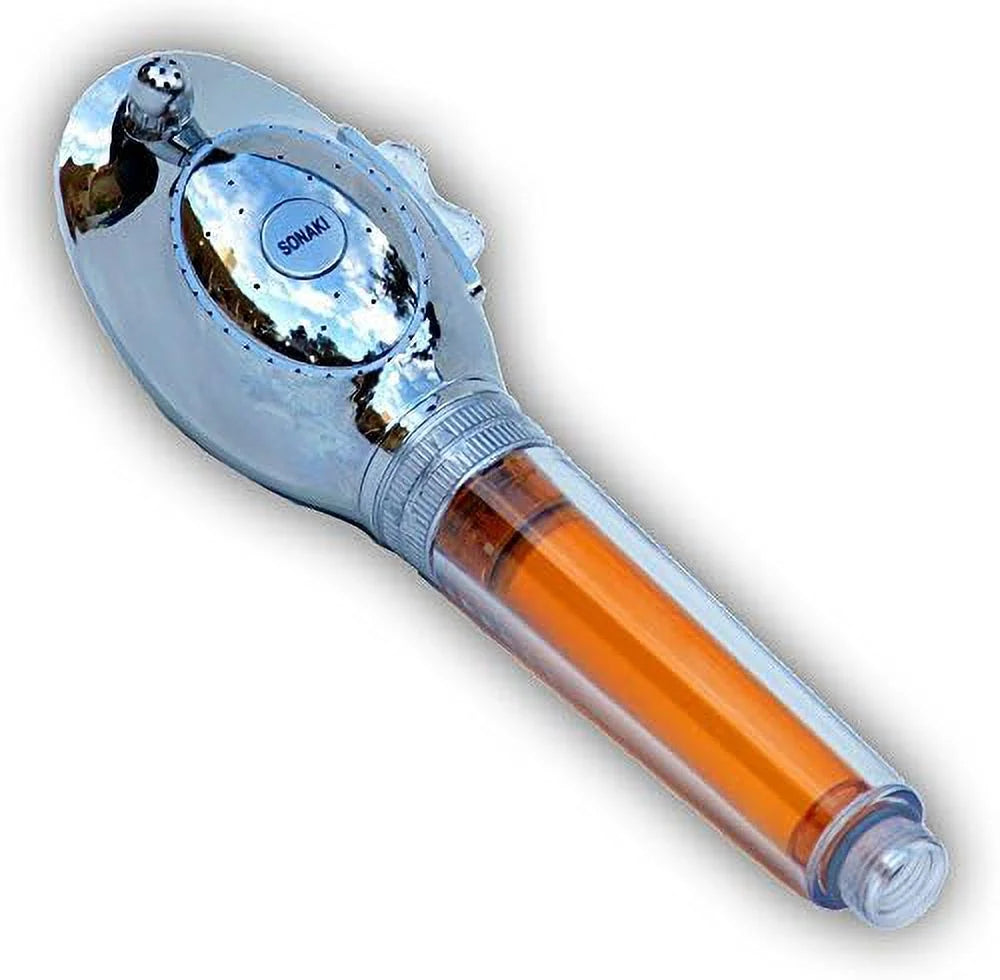 shower head with water filter by - 2 shower filters included - removes up to 99.9% of chlorine and chloramines - low flow premium pressure