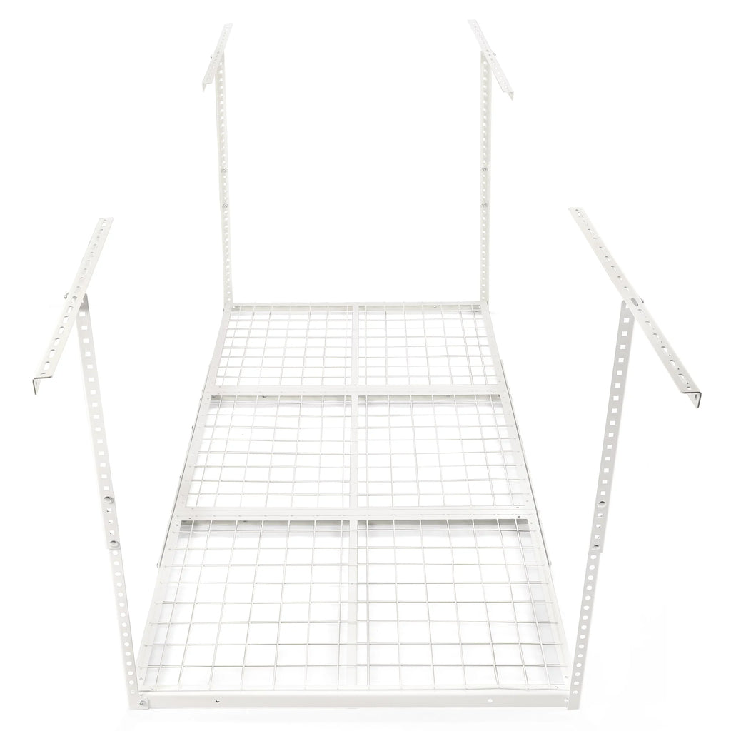 HECASA 72" x 36" Overhead Garage Storage Rack Adjustable 3x6 Ceiling Garage Organization Wall Shelf Ceiling Mounted Storage Racks White