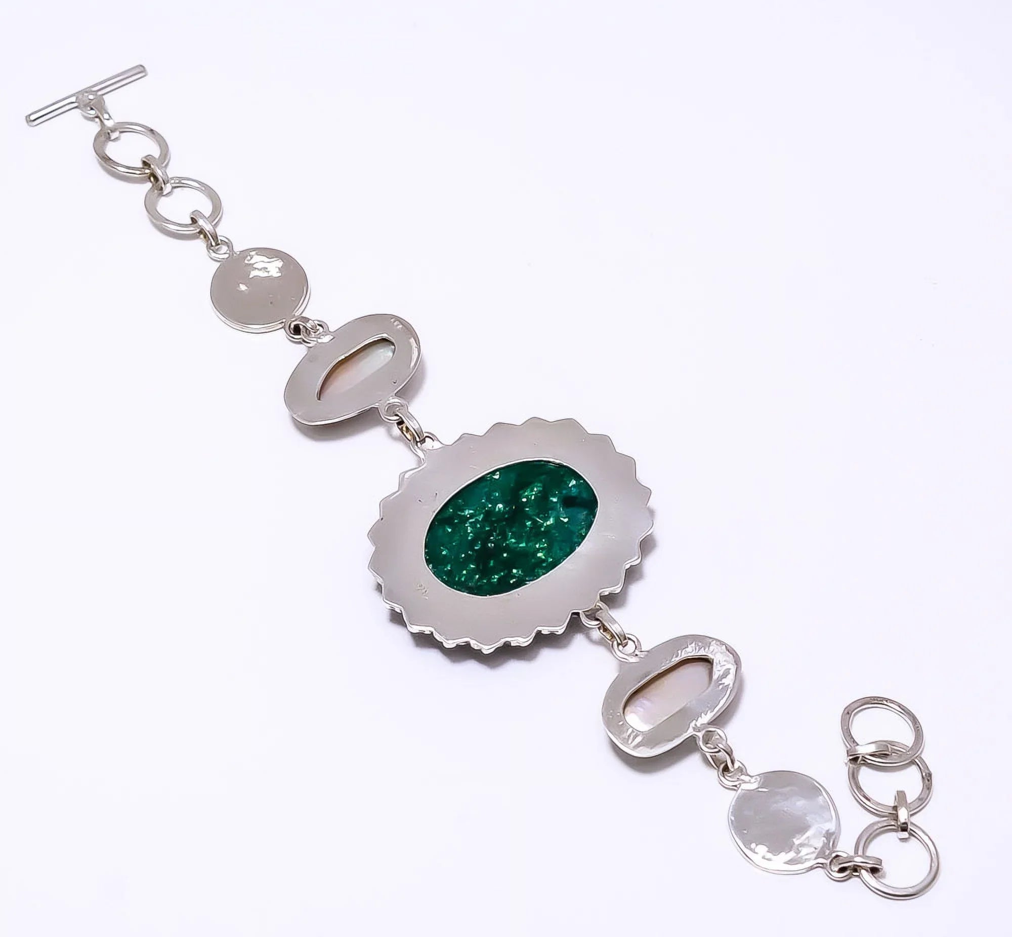 Green Aventurine - India 925 Silver PLatitudeed Handmade Bracelet 7-8.99" 8.99" B2, Valentine's Day Gift, Birthday Gift, Beautiful Jewelry For Woman