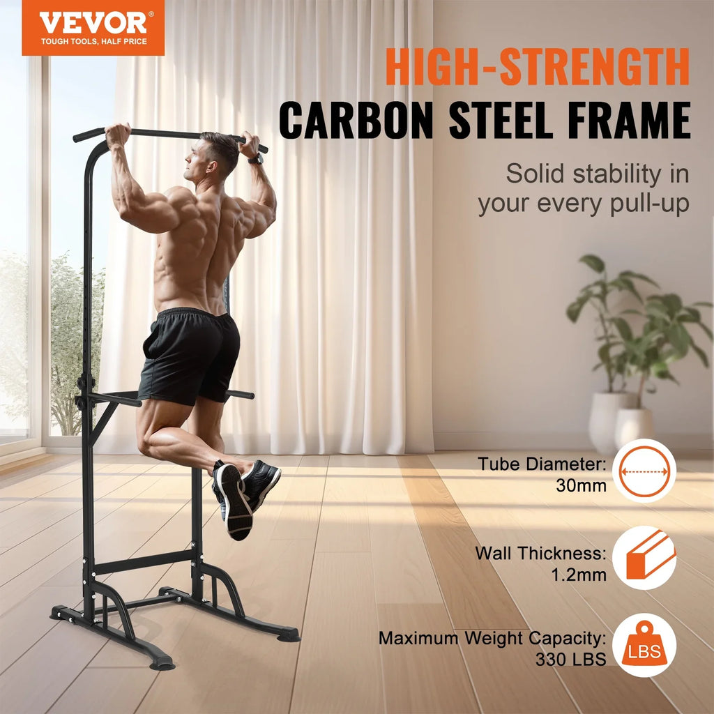 SKYSHALO 10-Level Power Tower Dip Station Pull Up Bar Stand 330LB Height Adjustable