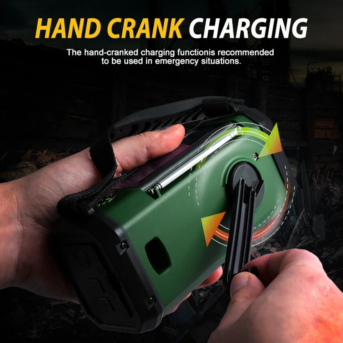 10000mAh Emergency Solar Hand Crank Weather Radio Power Bank Charger with Flashlight
