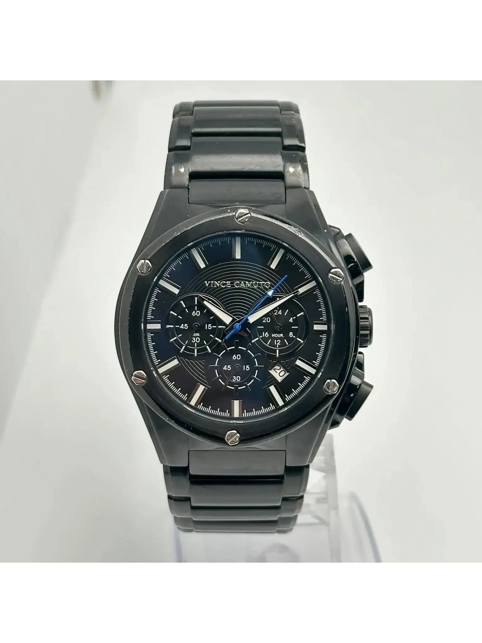 Pre-owned Vince Camuto 45mm Steel Black Dial Mens Quartz Watch VC/1065BK (Good)
