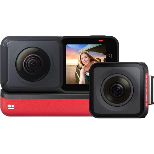 Insta360 ONE RS Twin Edition Action Camera + 70cm Selfie Stick + 128GB SD Card + Spike Mount + Cloth