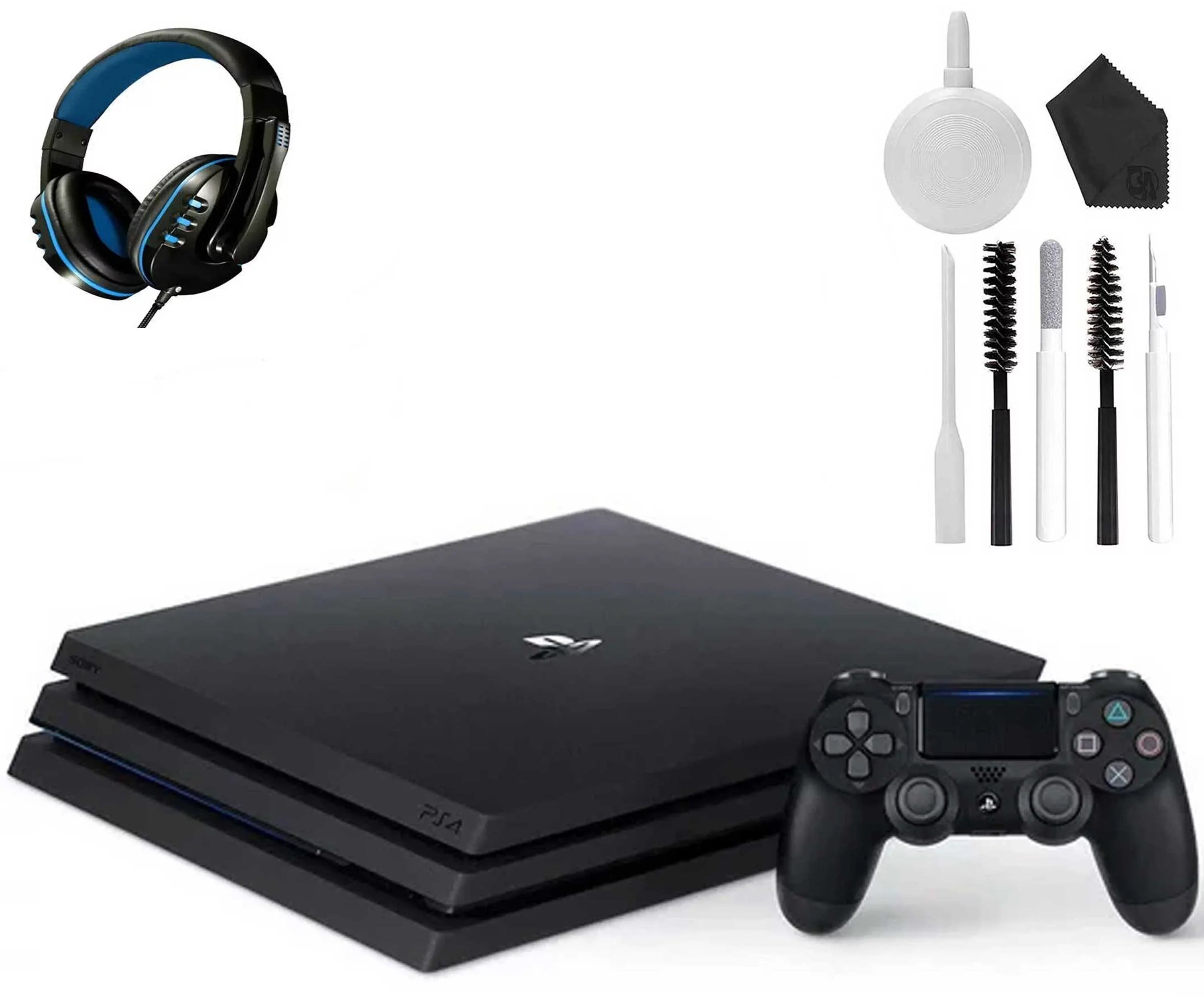 PlayStation 4 PRO 1TB Gaming Console Black, Headset With Cleaning Kit Like New