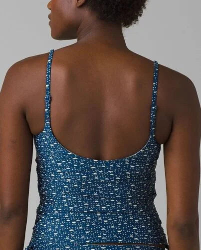 prAna Melody Size Small (S) Scoop Neck Shirred Tankini Top Deep Indigo Cha Cha