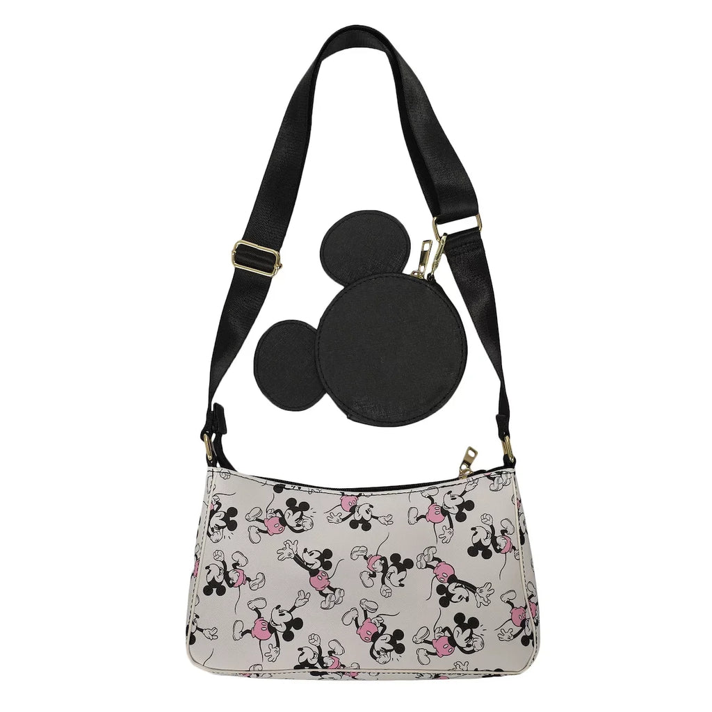 Disney Mickey Mouse Women's White Handbag With Removable Coin Purse
