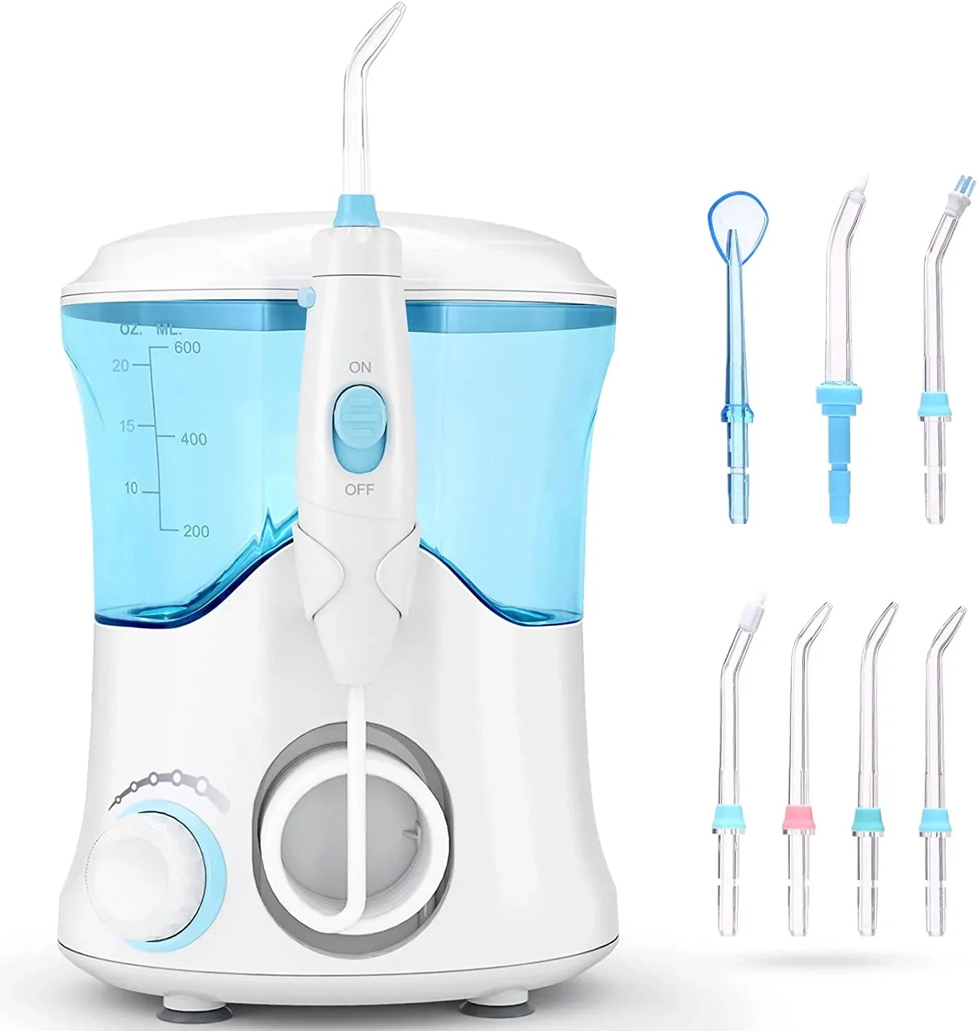 Homgeek Water Flosser for Braces Teeth Cleaner Dental Water Teeth 10 Adjustable Pressure with 7 Multifunctional Tips White