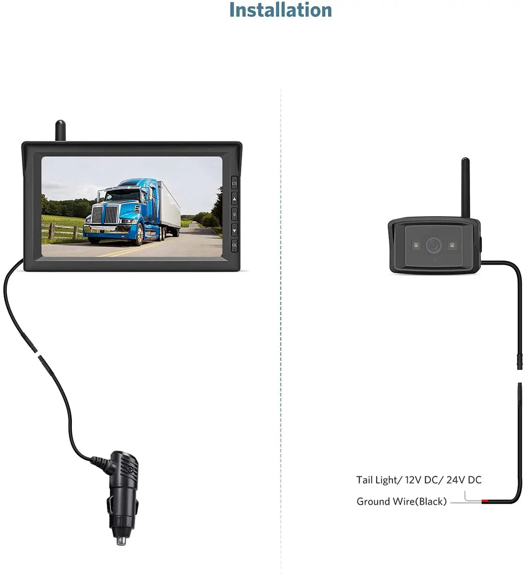 K10 RV IR Night Vision Wireless Backup Camera Kit with 7'' HD Monitor, Support 2 Cameras , Rear View Camera System for Cars, RVs, Trailers, Trucks, Motorhome 5th